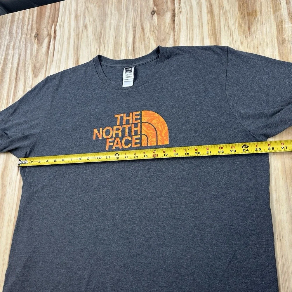 Vintage Y2K The North Face T Shirt 2XL Gray Mens Orange Big Logo Spellout Tee